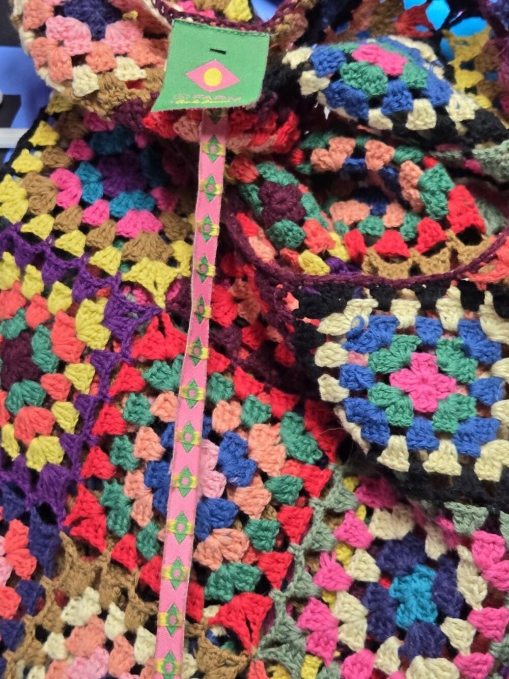 Farm Rio Brasilia Granny Square Crochet Cropped Sweater Knit Top - Picture 9 of 9